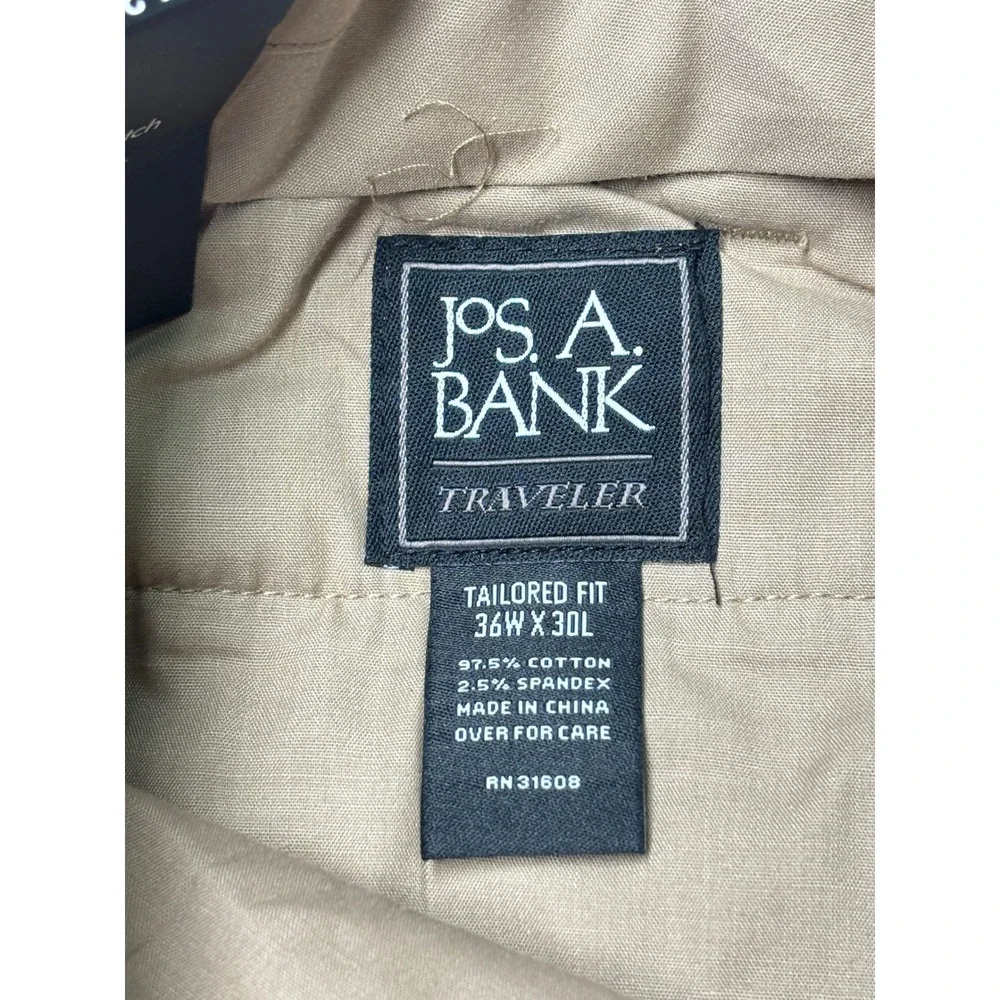 NWT Jos. A. Bank Traveler Slim Fit Khaki Chinos Tan Mens 36x30 J031390